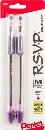 Miniatura 8 de Pentel R.S.V.P. Bolígrafo, trazo medio, tinta azul, paquete de dos unidades (BK91BP2C), Azul Paquete de 2