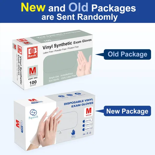 Miniatura 8 de Guantes desechables, guantes de vinilo transparente Squish sin látex, guantes de salud para cocina, manejo de alimentos, 100 unidades/caja, talla M