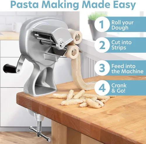 Miniatura 3 de Máquina para hacer cavatelli con rodillos fáciles de limpiar - Hace auténticos gnocchi, conchas de pasta y más - Recetas incluidas, el set