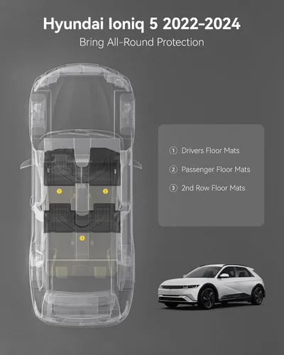 Miniatura 2 de 3W Alfombrillas para Hyundai Ioniq 5 2022-2024 (solo para consola móvil), revestimiento de suelo de TPE para todo tipo de clima, ajuste