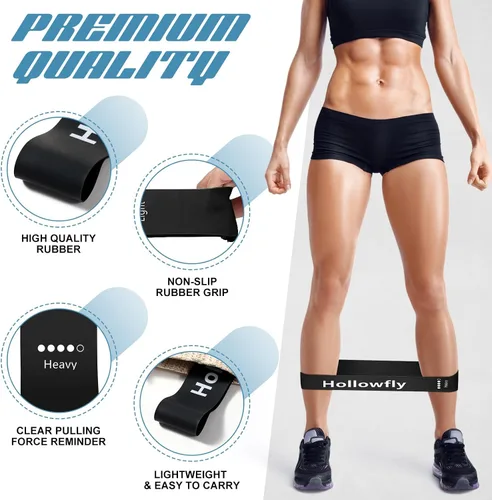 Miniatura 2 de Hollowfly 12 bandas de ejercicio de látex para entrenamiento de glúteos, bandas de ejercicio elásticas antideslizantes para piernas, sentadillas