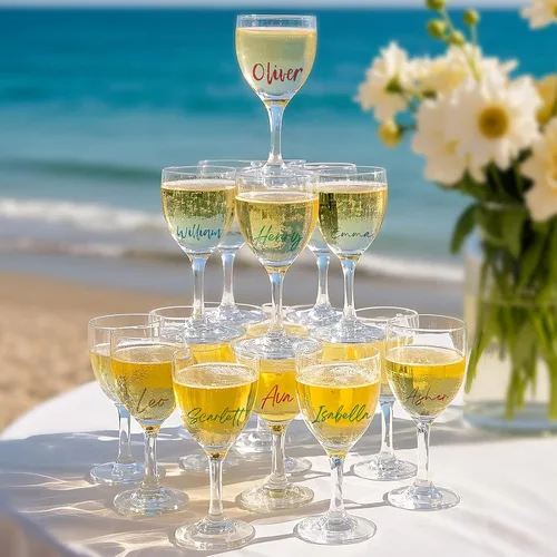 Miniatura 8 de GAINWELL Metallic Wine Glass Markers 8Pcs, Non-Toxic, Food-Safe, Dishwasher-Safe, Wine Glass Marker Pens for Ceramic Plates, Parties & Weddings Azul