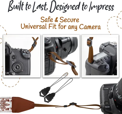 Miniatura 7 de Correa para cámara para todas las cámaras DSLR y sin espejo, incluidas las binoculares, bordada en blanco, correa universal para el cuello y el A#