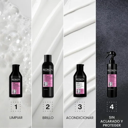 Miniatura 5 de Redken Champú Acidic Color Gloss sin sulfatos para protección del color y brillo para ayudar a extender el color y el brillo para el cabello teñido