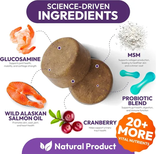Miniatura 3 de Multivitamínico masticable para perros, vitaminas y suplementos para perros con glucosamina, 170 masticables, cadera y articulaciones, apoyo