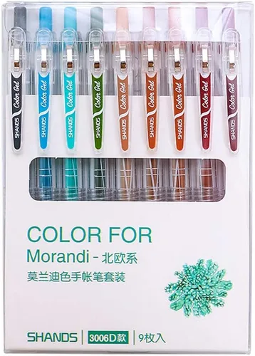 NINGSA Morandi - Bolígrafos de tinta de gel de colores retráctiles de 0.020 in, punta fina, varios colores para diario de viñetas, lista de tareas,