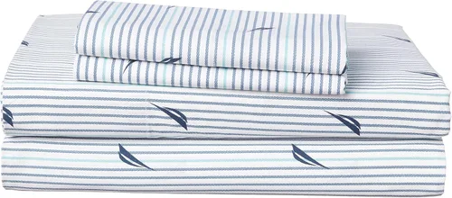 Miniatura 26 de Nautica - Sábanas tamaño King, juego de ropa de cama de percal de algodón, decoración casual para el hogar (Buoy Line Grey, King)