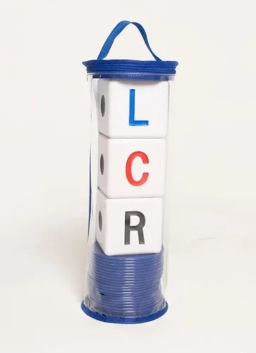 Miniatura 3 de LCR Juego de dados Big Left Center Right™ - Bolsa con cremallera (azul)