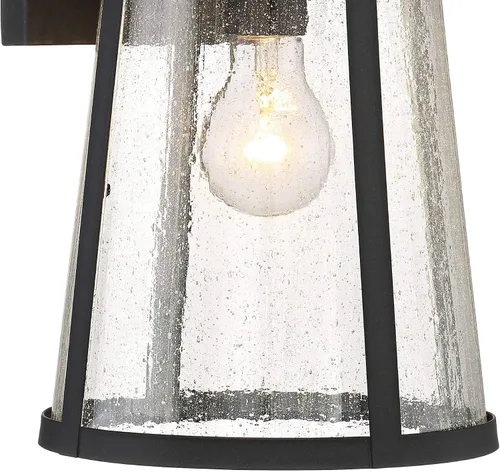 Miniatura 8 de John Timberland Clement Mission - Juego de 2 lámparas de pared para exteriores, hierro fundido, metal negro, 15 pulgadas, vidrio transparente