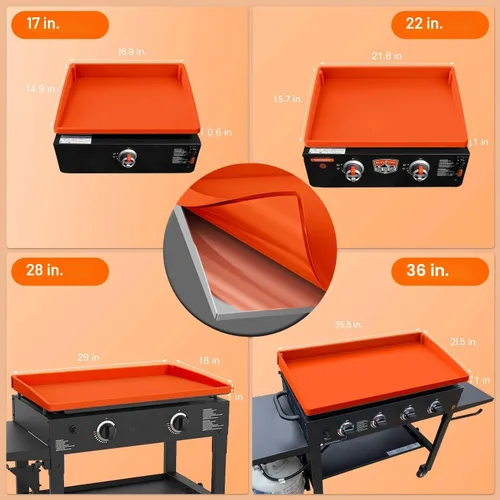 Miniatura 8 de BANGIE Alfombrilla de silicona de 36 pulgadas para accesorios Blackstone, cubierta completa antideformación y resistente a los rayos UV