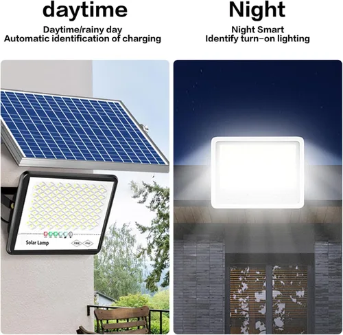 Miniatura 3 de Luz solar para exteriores de 128 LED, IP67 impermeable gran angular luz de pared de inundación, 3 modos (sensor de luz+control remoto+temporizador)