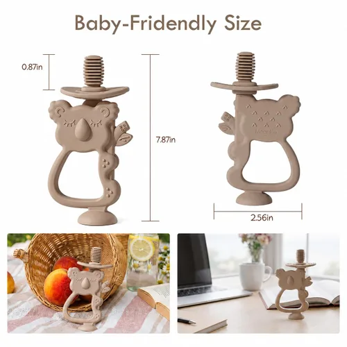 Miniatura 5 de Moonkie Juguete de dentición, mordedores de silicona seguros y fáciles de sostener, sin BPA, cepillo de dientes de bebé de 360° con base de succión