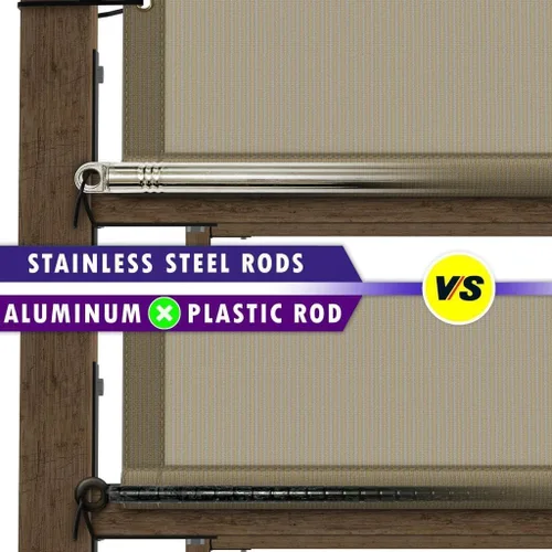 Miniatura 3 de Amgo Toldo de pérgola gris de 8 pies de ancho x 12 pies de largo, cubierta superior UPF50+, parasol de grado comercial de 260 GSM para patio al aire