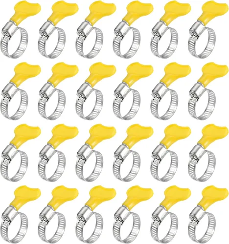Miniatura 6 de uxcell Abrazadera de manguera de engranaje helicoidal, 24 abrazaderas de manguera de acero inoxidable ajustables de 1/2 a 3/4 pulgadas con mango