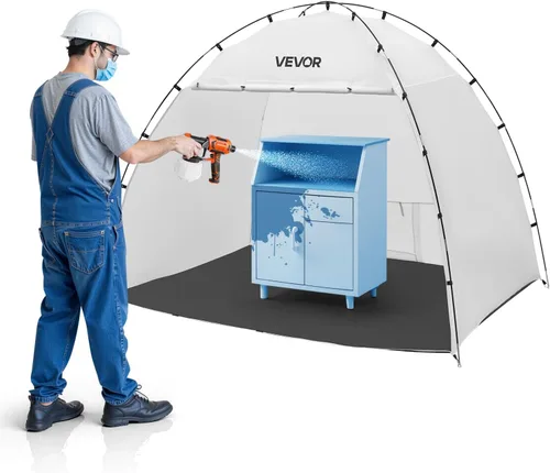 Miniatura 11 de VEVOR Cabina de Pintura Portátil, Carpa de Pintura en Aerosol Más Grande con Piso Integrado y Malla y Ganchos a Prueba de Viento, Estación de Carpa