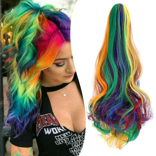 Miniatura 12 de Extensión de cola de caballo con clip de garra, extensiones de cabello ondulado de 18 pulgadas, cola de caballo larga para mujer, extensiones