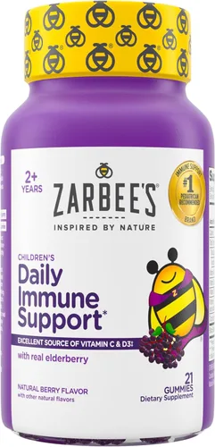 Zarbee's Gomitas de saúco para niños con vitamina C; zinc y saúco; vitaminas de apoyo inmunológico diario para niños a partir de 2 años; sabor a