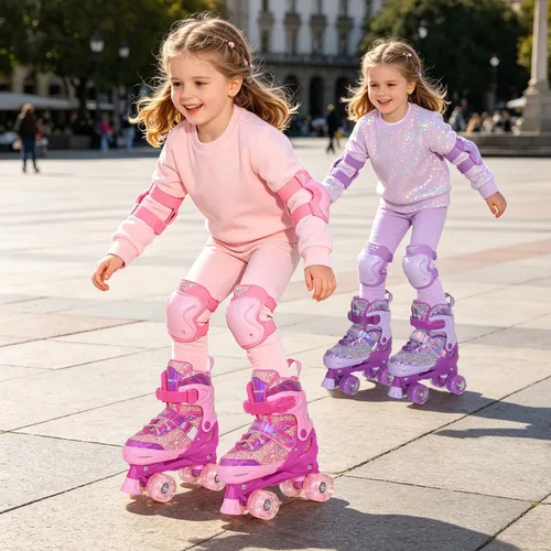 Miniatura 6 de Mammygol Patines para niñas, 4 tamaños ajustables con ruedas iluminadas, para niños