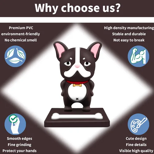Miniatura 2 de TACOMEGE Soporte de escritorio Kawaii para cachorros, adorable soporte de bulldog, lindo soporte de teléfono celular de dibujos animados