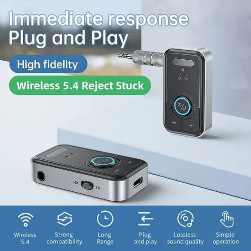 Miniatura 2 de FMIIFMS Receptor transmisor Bluetooth 5.4 de alta calidad, transmisor inalámbrico 2 en 1 para TV/auriculares, gimnasio, receptor Bluetooth