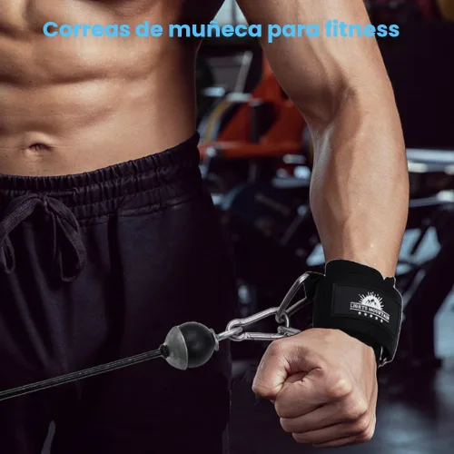 Miniatura 6 de Puños ajustables para muñeca de neopreno con correas acolchadas para equipos de entrenamiento de fuerza con máquinas de cable