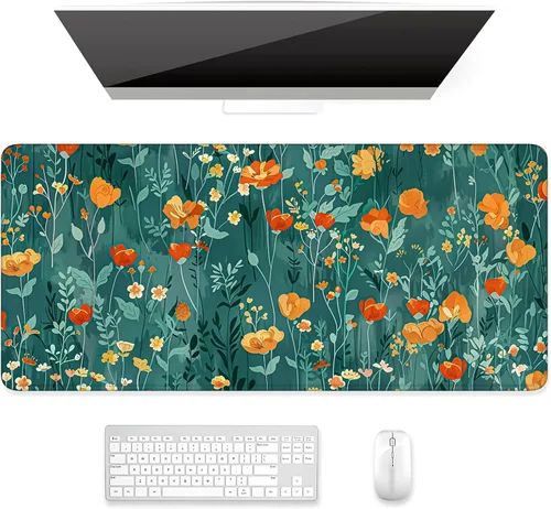 Miniatura 20 de Auhoahsil Alfombrilla grande para mouse, tamaño XXL, extendida de 35 x 15 pulgadas, base de goma antideslizante, bordes cosidos, superficie 03
