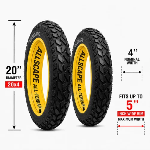 Miniatura 3 de HEB ALLSCAPE 20x4.0 26x4.0 24x4.0 20x3 inch E-Bike Fat Tire, Performance Puncture Resistant Heavy Duty for MTB, All Terrain Tread for Street and