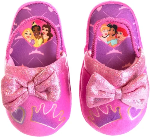 Disney Girls Princess Slippers - Fuzzy Slippers Tangled, Little Mermaid, Beauty and the Beast (size 5-10 Toddlersize 11-12 Little Kid)