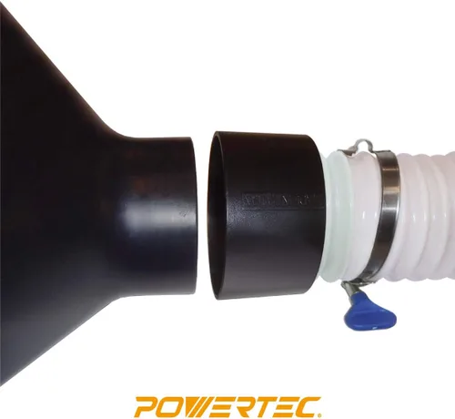 Miniatura 2 de POWERTEC 70171 Adaptador de acoplador rápido de recolección de polvo roscado, 4 x 2-1/2", negro