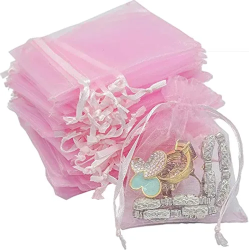 Miniatura 15 de TheDisplayGuys - Paquete de 48 bolsas de regalo de organza transparente negra de 2 x 2-3/4 pulgadas con cordón, bolsas de regalo para joyas, bolsas