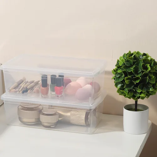 Miniatura 6 de Contenedores de almacenamiento transparentes apilables con tapas, cajas para zapatos, 12 paquetes de contenedores de plástico de almacenamiento de 6