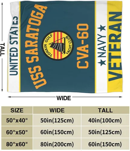 Miniatura 4 de USS Saratoga Cva-60 - Manta cálida para adultos y niños, manta de forro polar para decoración de sala de estar, cama, sofá, 80 x 60 pulgadas