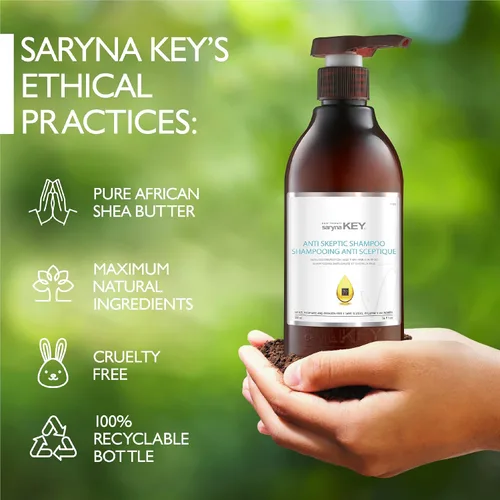 Miniatura 4 de Saryna Key Champú anti-escéptico - Tratamiento fortalecedor para la fuerza del cabello fino y fino - Champú natural con aceite de karité y aceite