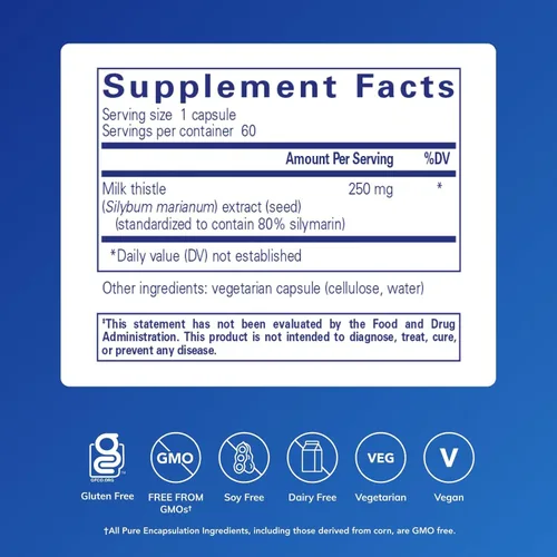Miniatura 2 de Pure Encapsulations Silimarina - 250 mg de cardo mariano por cápsula - Apoyo a la salud hepática - Suplemento antioxidante - Sin OMG y vegano - 60