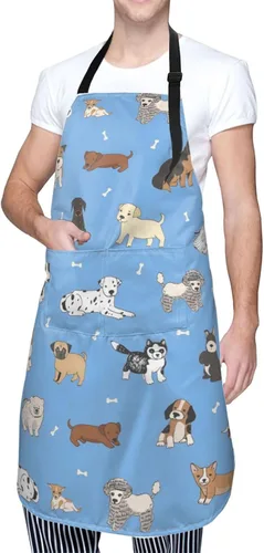 Perinsto Delantal Impermeable para Mascotas Perros Gatos Animales Lindos con Babero para Aseo Cocina Horneado Pintura Jardinería Perro (azul)