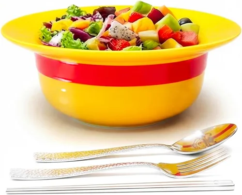 shiningsoul Juego de Tazón de Cerámica Estilo Anime Sombrero de Paja Ramen, Tenedor y Cuchara de Acero Inoxidable Martilleado, Buen Regalo Ideal de