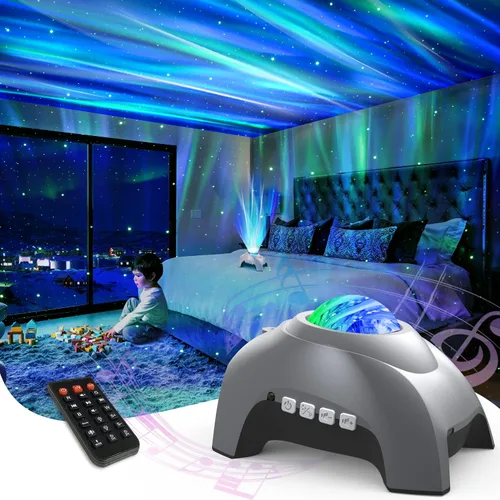 Miniatura 7 de AIRIVO - Proyector de estrellas, proyector de luz nocturna y altavoz de música y ruido blanco, proyector de máquina de sonido para niños adultos
