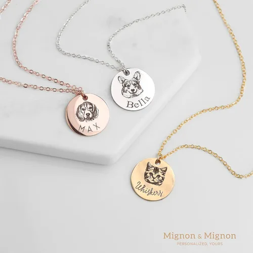 Miniatura 2 de MignonandMignon Personalized Gift for Women Pet Necklace Handmade Portrait Jewelry Custom Unique Actual Pet Portrait Necklace - LCN-AP