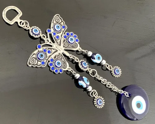 Miniatura 4 de Adorno de decoración colgante de mariposa azul turco con mal de ojo turco (con una bolsa de decoración mejor)-003