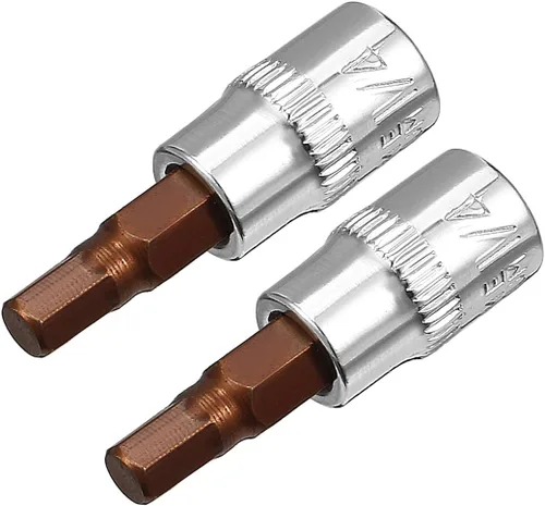 uxcell Juego de 2 llaves hexagonales de 1/4 pulgadas x H5 (0.197 in), puntas de acero S2 CR-V de 1.5 pulgadas de longitud, uso con llave de