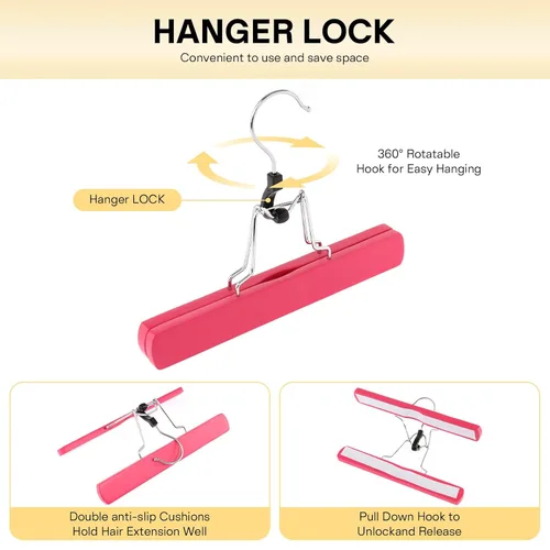 Miniatura 4 de VARIPOWDER 10 bolsas de almacenamiento para pelucas con colgador de extensiones de cabello para múltiples pelucas, bolsa de pelucas a prueba de Rosa