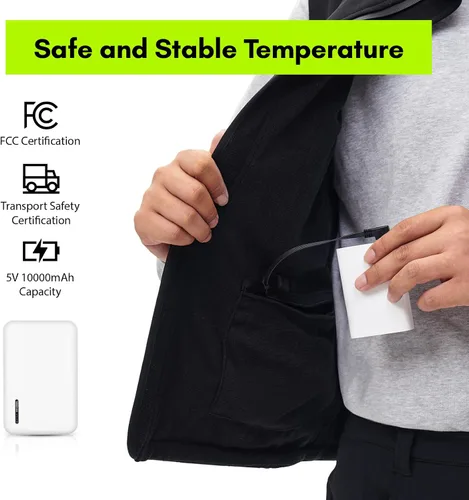 Miniatura 3 de Extremus Buckwell Chaleco calefactado chaleco eléctrico unisex con material de calentamiento rápido y calidez duradera Negro