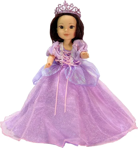 Miniatura 5 de American Fashion World Juego de vestido de princesa rosa para muñecas de 14 pulgadas Corona rosa incluida Calidad premium y diseño moderno