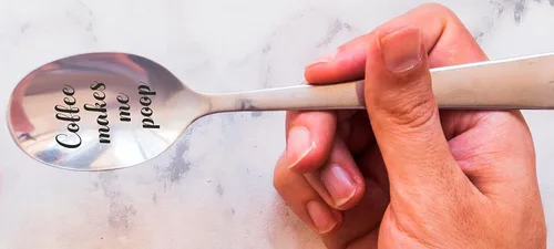 Miniatura 8 de Regalos divertidos Cuchara grabada de café me hace caca Regalo para amantes del té del café para cumpleaños Aniversario Relleno de calcetín