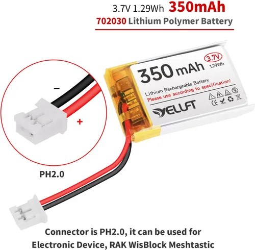 Miniatura 2 de 1pcs 3.7V 350mAh batería de polímero de litio 1S 1C 702030 baterías recargables con placa protectora y enchufe PH2.0 para dispositivo electrónico