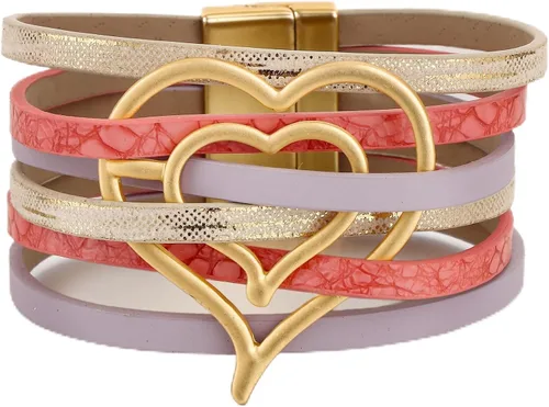 Miniatura 12 de Edoneery - Pulsera envolvente de cuero para mujer, brazalete de puño de múltiples capas hecho a mano estilo bohemio con cuentas de cristal