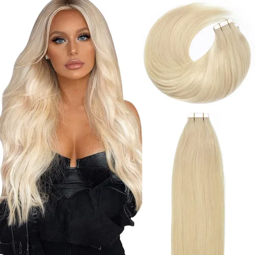Miniatura 14 de Lacer Extensiones de cabello humano Remy con cinta, 20 piezas, 1.76 oz, extensiones de cabello humano con cinta color marrón chocolate a rubio