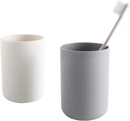 Brandless Vasos de plástico para agua, vasos de plástico reutilizables, irrompibles, aptos para lavavajillas, juego de 2 colores surtidos (gris y