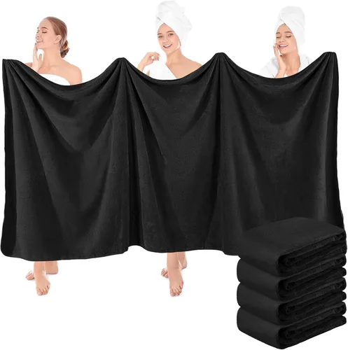 Miniatura 13 de Preboun 2 toallas de baño de vellón de gran tamaño, 40 x 80 pulgadas, toallas de baño extra grandes de microfibra coral terciopelo coral altamente