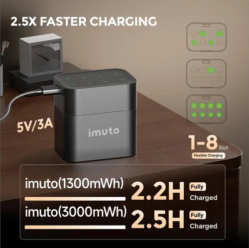 Miniatura 4 de imuto - Pilas recargables 4 AAA y 4 AA de litio con cargador, paquete de 8 unidades de 1.5 V, pilas triple A y doble A recargables, batería de litio